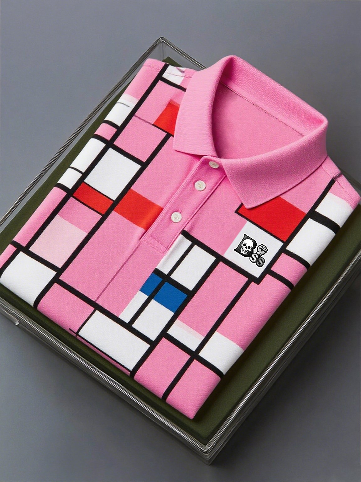 Camisa polo ejecutivo casual Artistic Button de manga corta para hombre