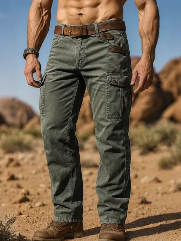 Retro Western para exterior Sports Multi-bolsillo Overalls para hombre