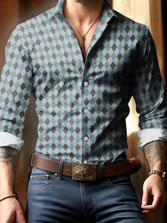 Ejecutivo Style geométrico Princamiseta para hombre