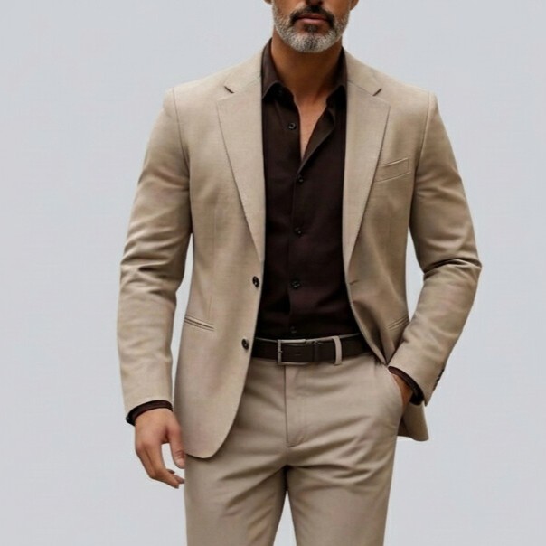 Saco Khaki Two Button Welt Pocket Notch Lapel para hombre