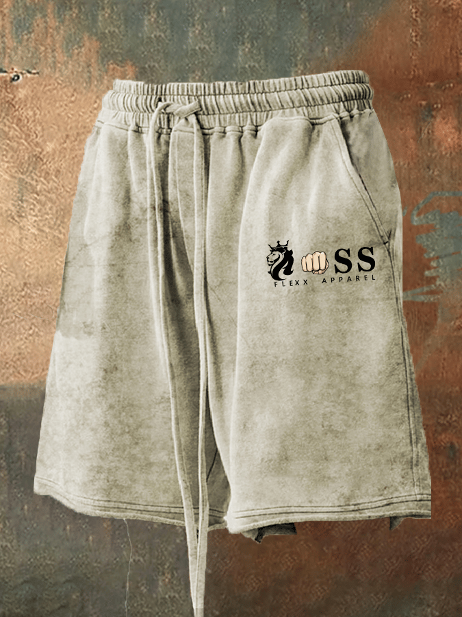 Shorts retro Letter estampado holgado casual para hombre