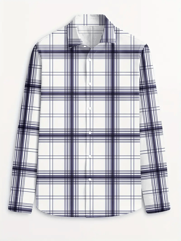 Camisa a cuadros ejecutivo de manga larga para hombre