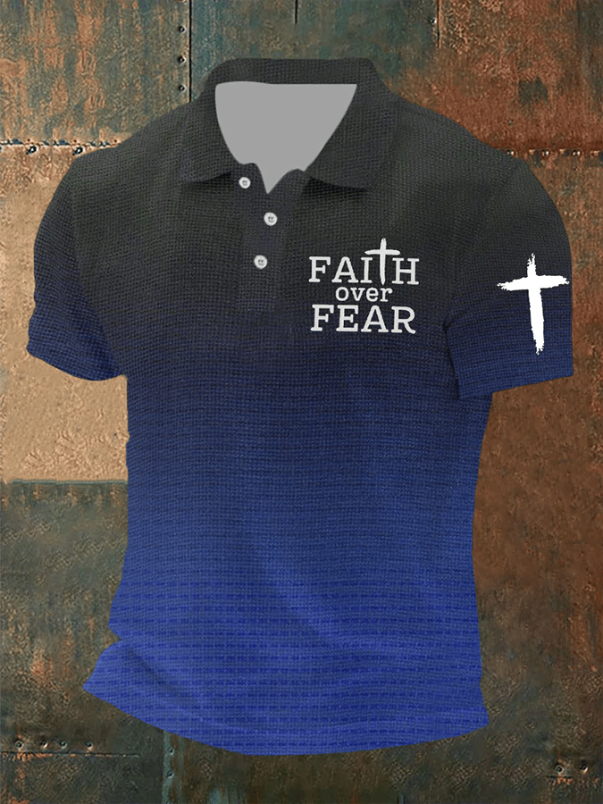 Camiseta Faith Over Fear Waffle Fabric de manga corta POLO para hombre