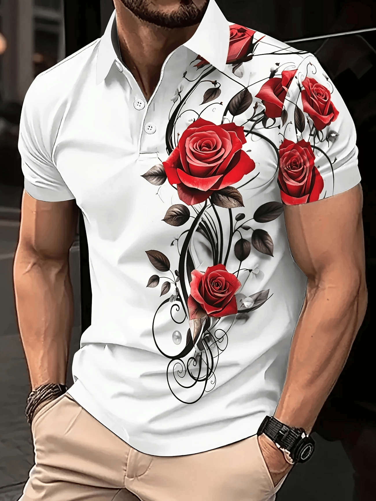 Camisa polo ejecutivo casual Button de manga corta para hombre