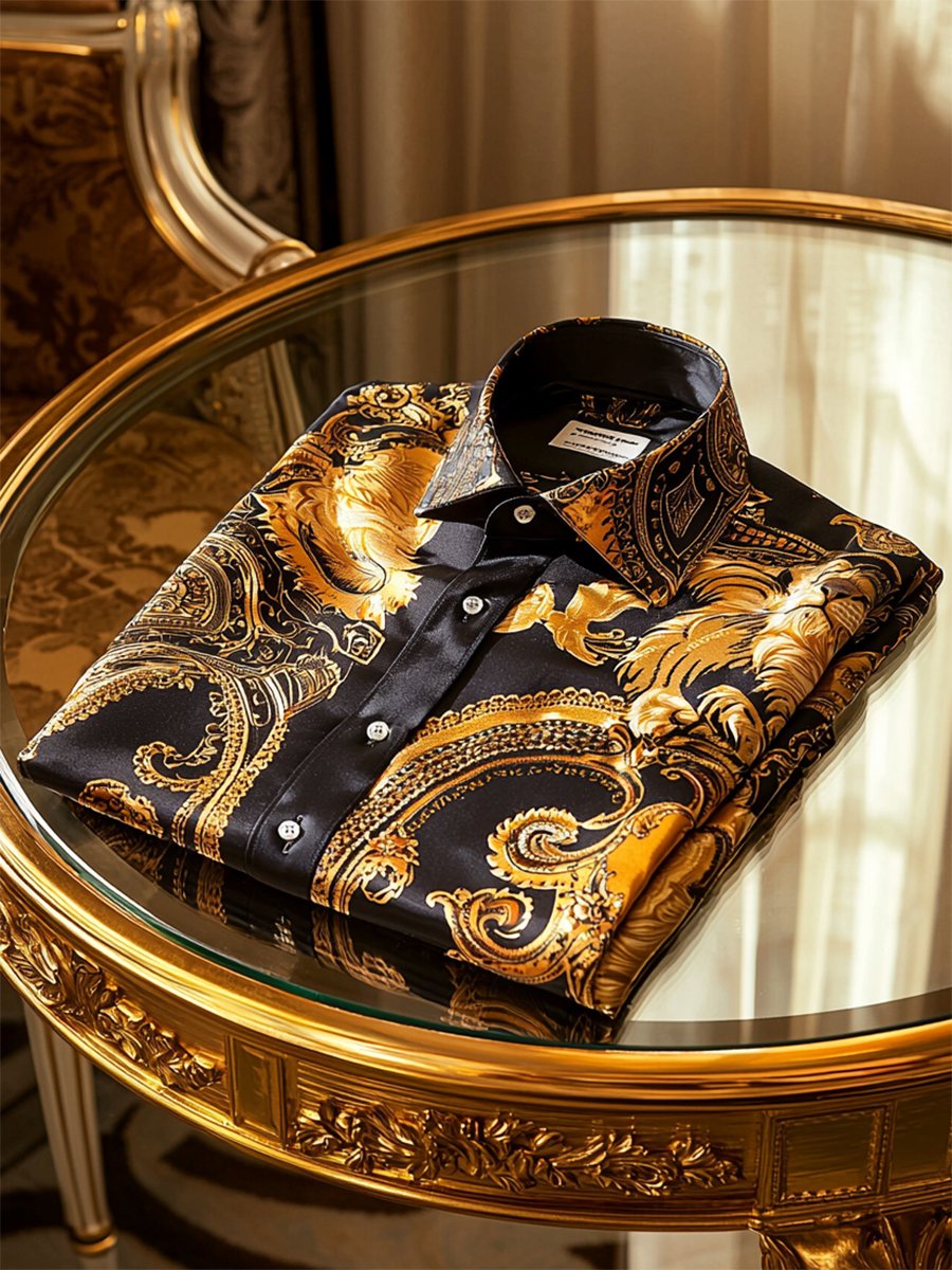 Camisa satén Luxe de manga larga con botones para hombre
