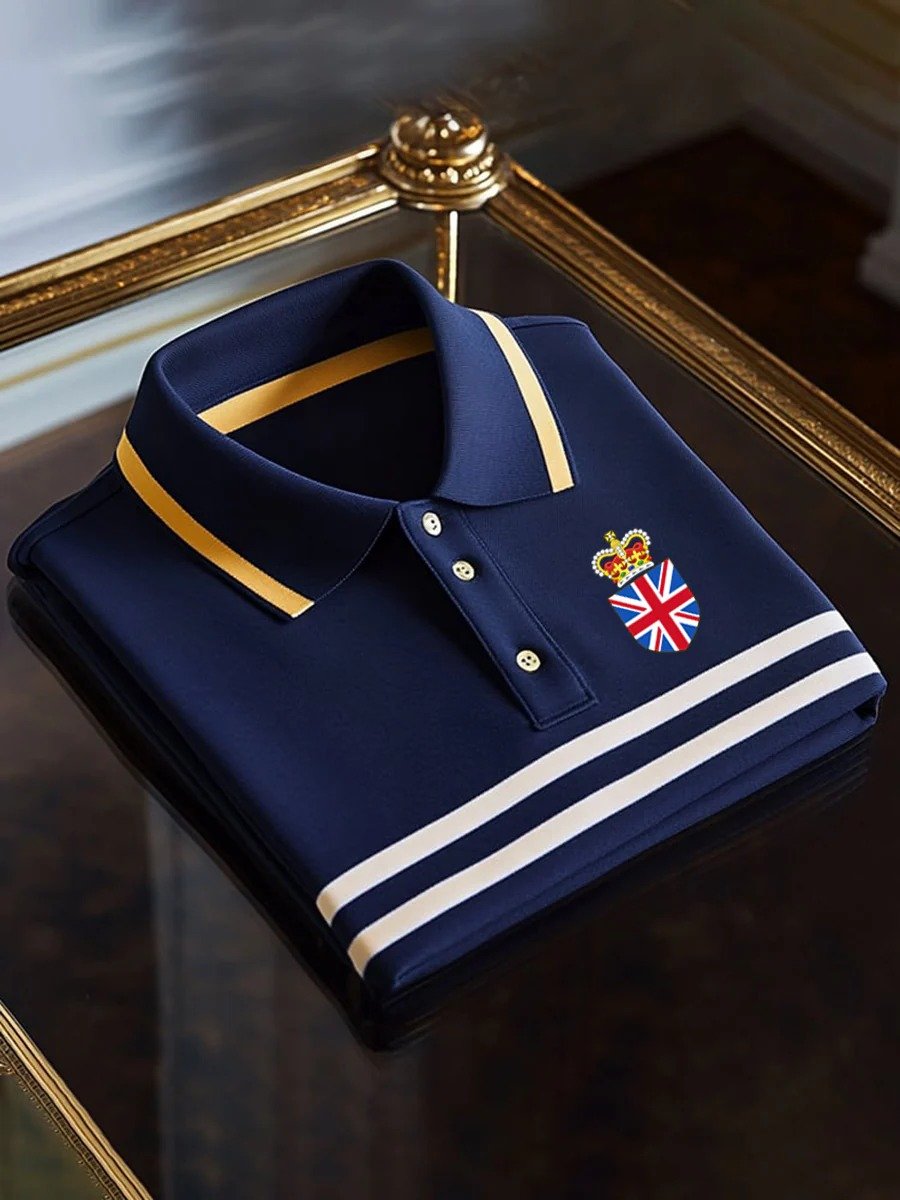 Camisa polo ejecutivo casual Union Jack Button de manga corta para hombre