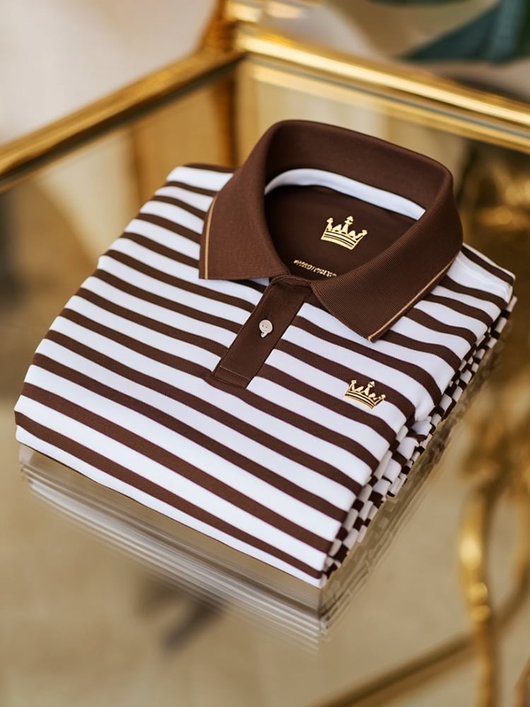 Camisa polo clásico ejecutivo Logo Button de manga corta para hombre