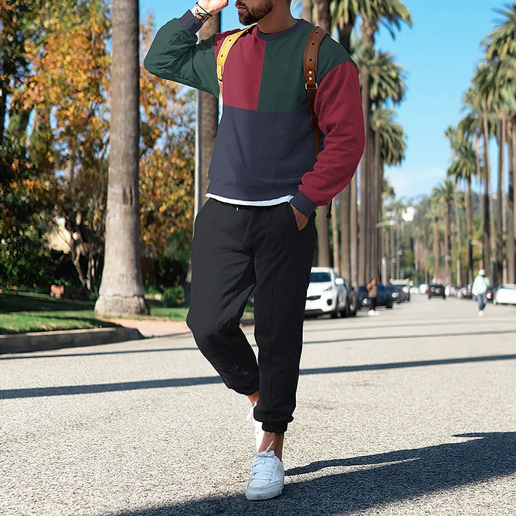 Sudadera retro en bloques de coloring estampado And Sweatpantalón Co-Ord