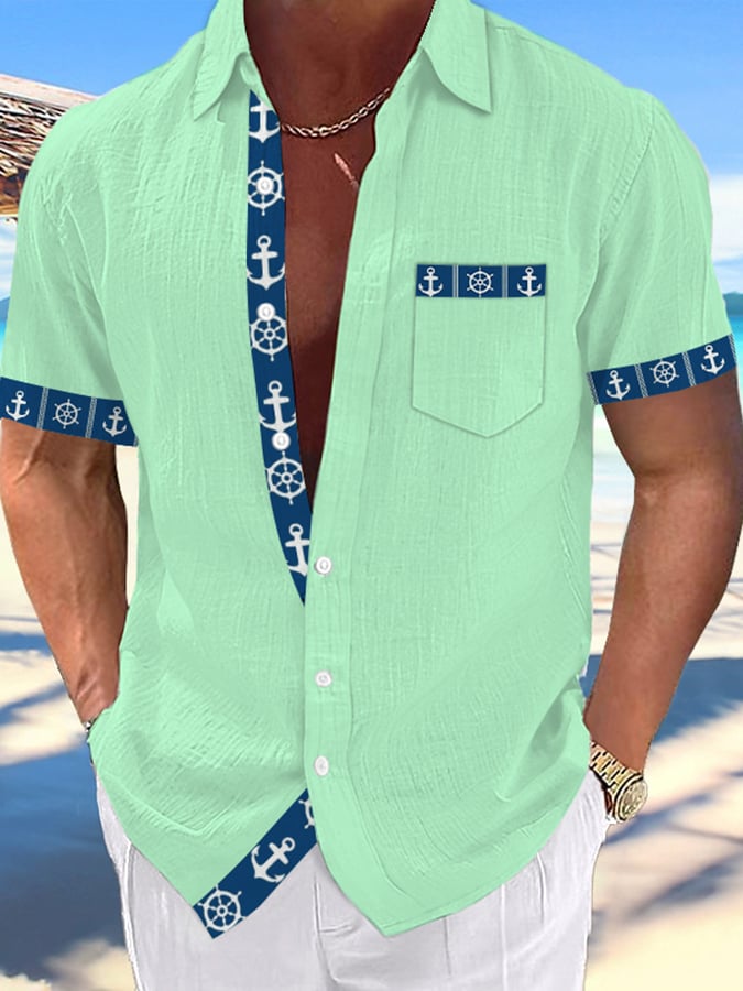 Camisa Hawaiian Anchor estampado Resort casual (Includes Pockets) para hombre