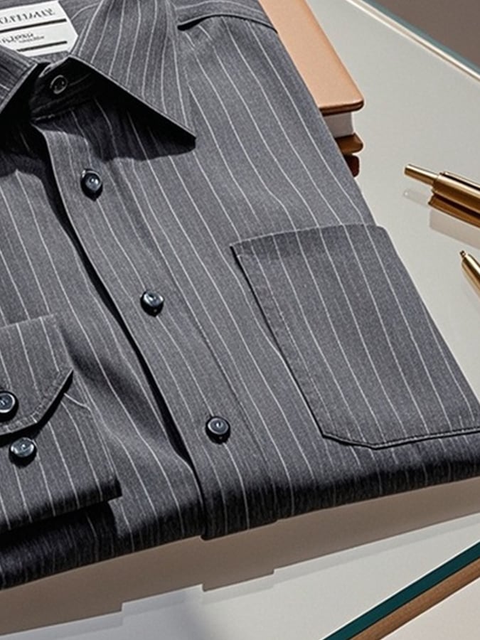 Camisa degradado solapa de manga larga para hombre