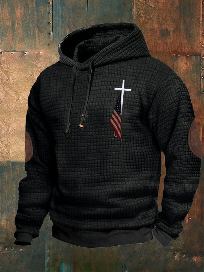 Sudadera casual Checkered Faith estampado Hooded para hombre