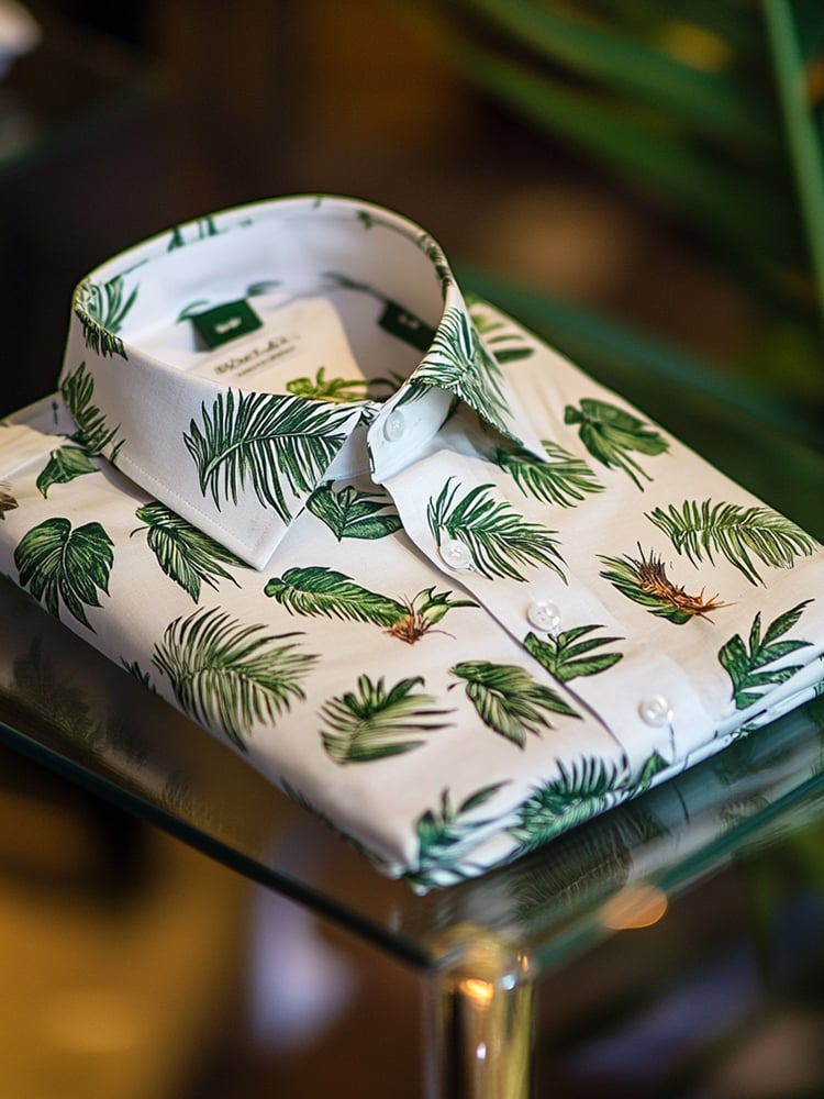 Camisa ejecutivo casual Coconut Leaf solapa de manga corta para hombre