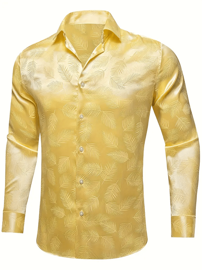 Camisa seda ejecutivo de lujo Design estampado de manga larga para hombre