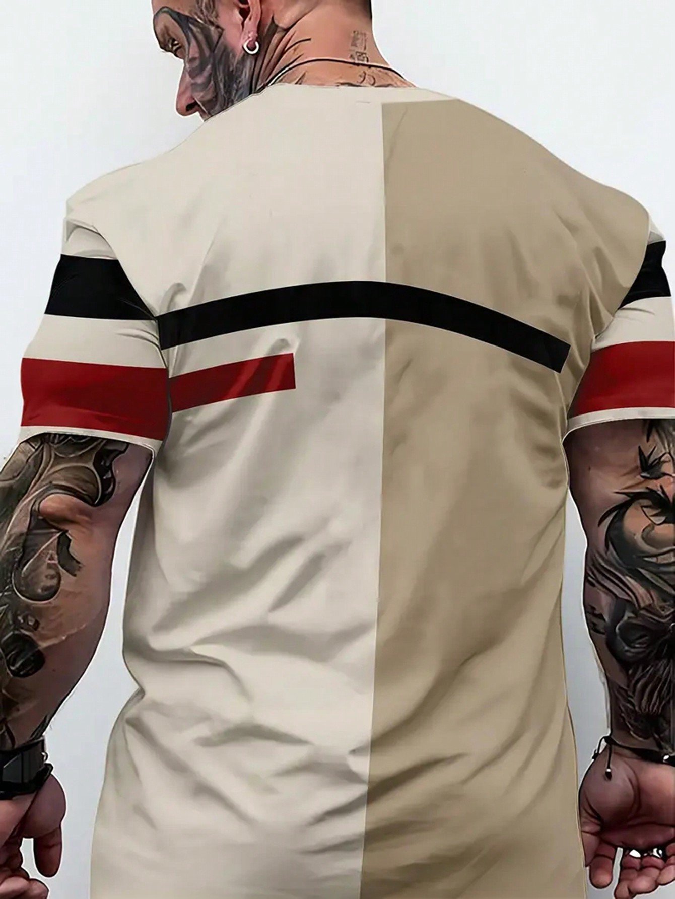 Camiseta retro Letter estampado cuello redondo para hombre