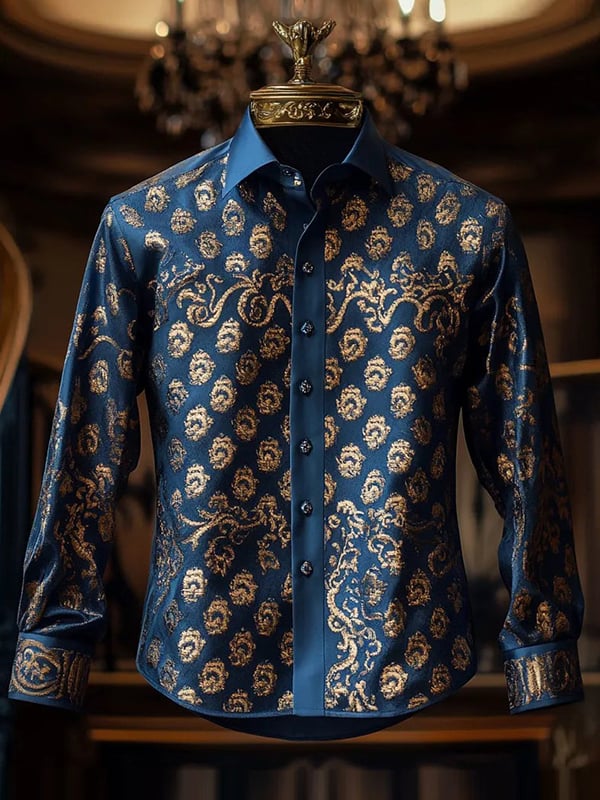 Camisa seda de lujo ejecutivo de manga larga para hombre