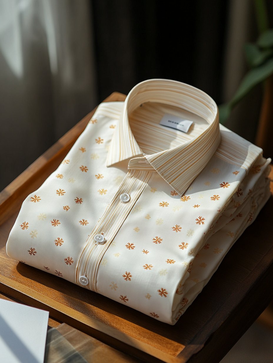 Camisa ejecutivo retro Christmas Snowflake a rayas de manga larga para hombre
