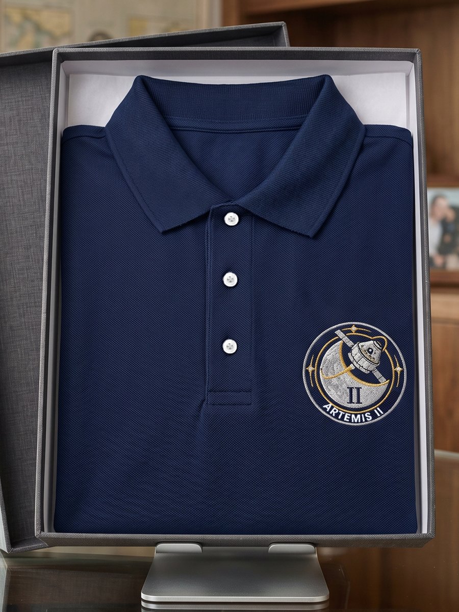 Camisa polo Artemis II Commemorative Edition casual de manga corta para hombre