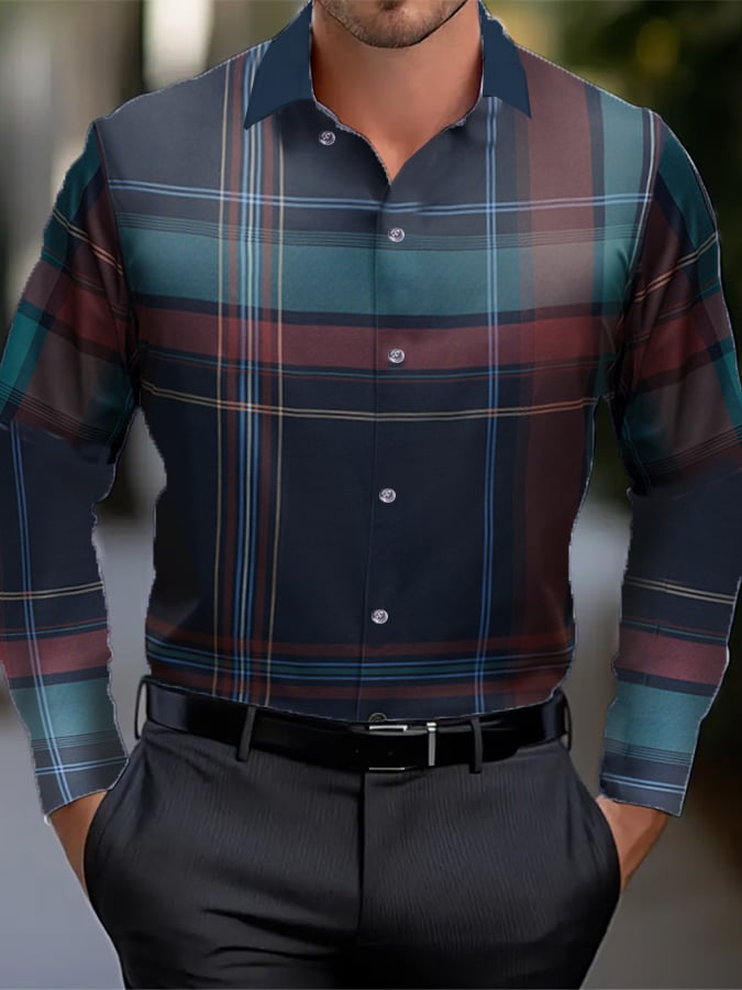 Camisa a cuadros ejecutivo casual para hombre