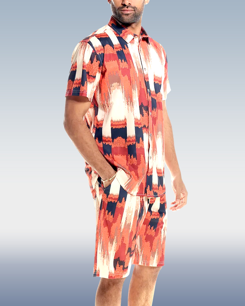 Camisa Flame 2 Piece shorts Set para hombre