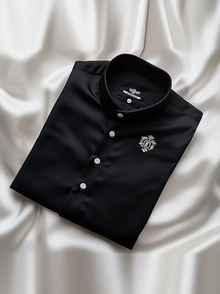 Camisa Black ejecutivo casual solapa Logo de manga corta para hombre