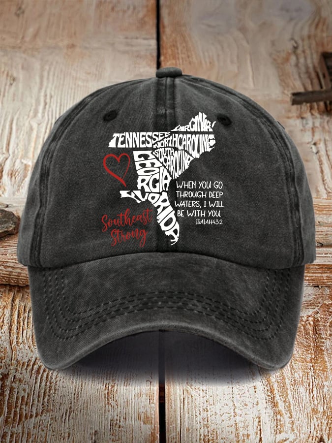 Gorras retro Southeast Strong When You Go Through Deep Waters, I Will Be With You Isaiah 43:2 Tennessee Georgia, South Carolina, North Carolina, , Virginia, Florida estampado Baseball