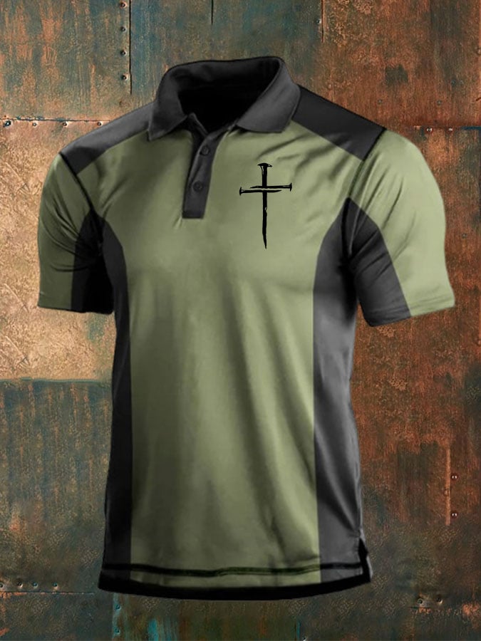 Camisa polo Cross en bloques de coloring gráfico para hombre