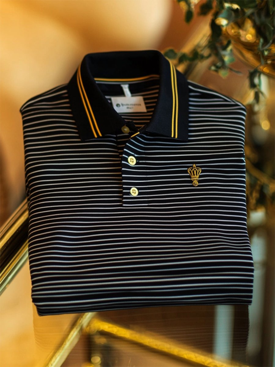 Camisa polo ejecutivo casual a rayas Button de manga corta para hombre