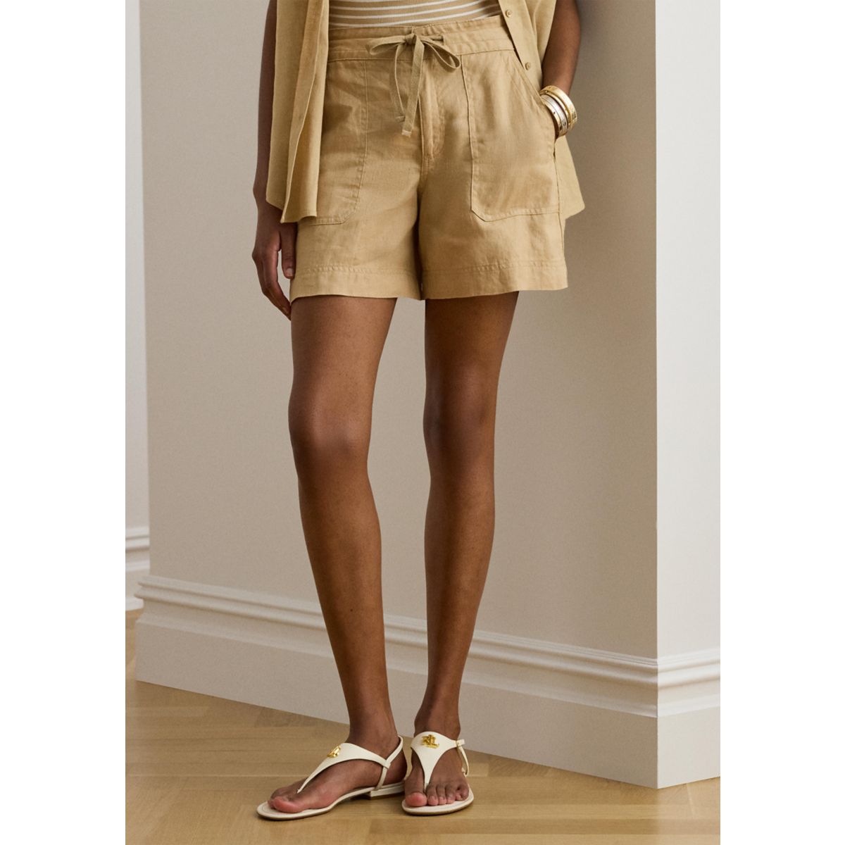 Women's Linen Wide-Leg Drawcord Short - 1
