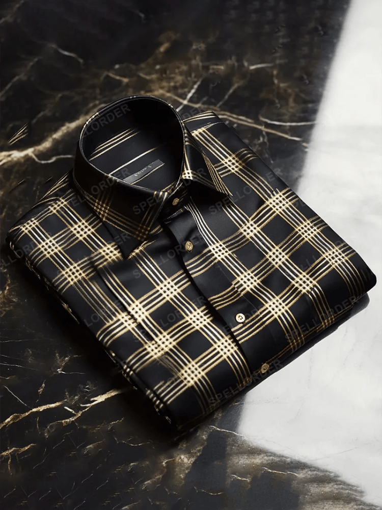 Camisa satén Luxe estampado de manga corta Button para hombre