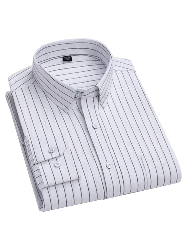 Camisa rayas estampado ejecutivo de manga larga para hombre