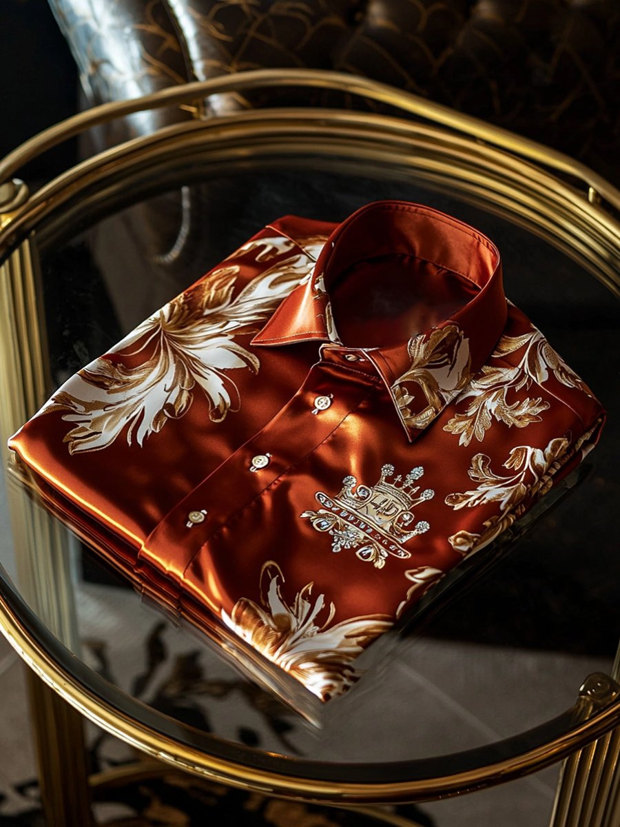 Camisa satén de lujo ejecutivo de manga larga para hombre