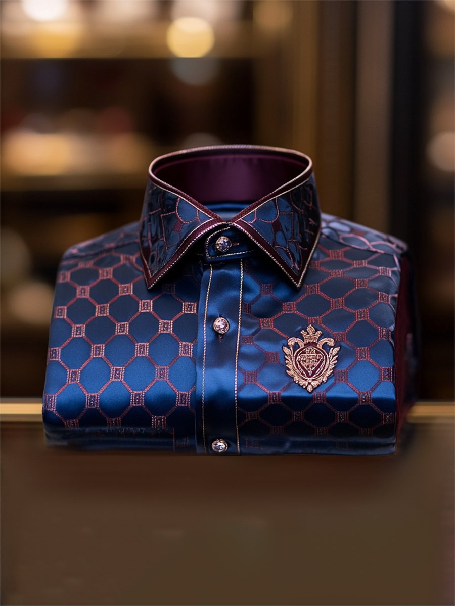 Camisa satén Luxe de manga larga con botones para hombre