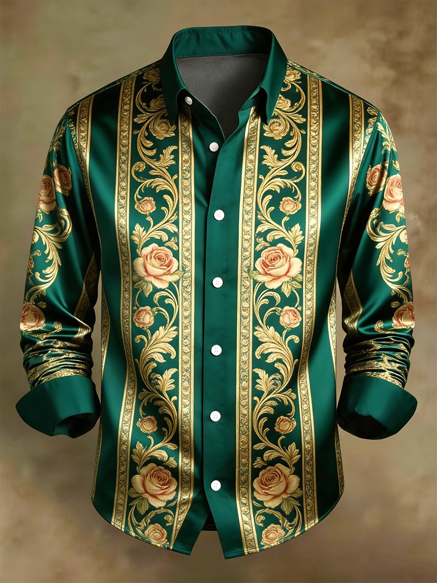 Camisa retro ejecutivo en bloques de color a rayas diseño de manga larga para hombre