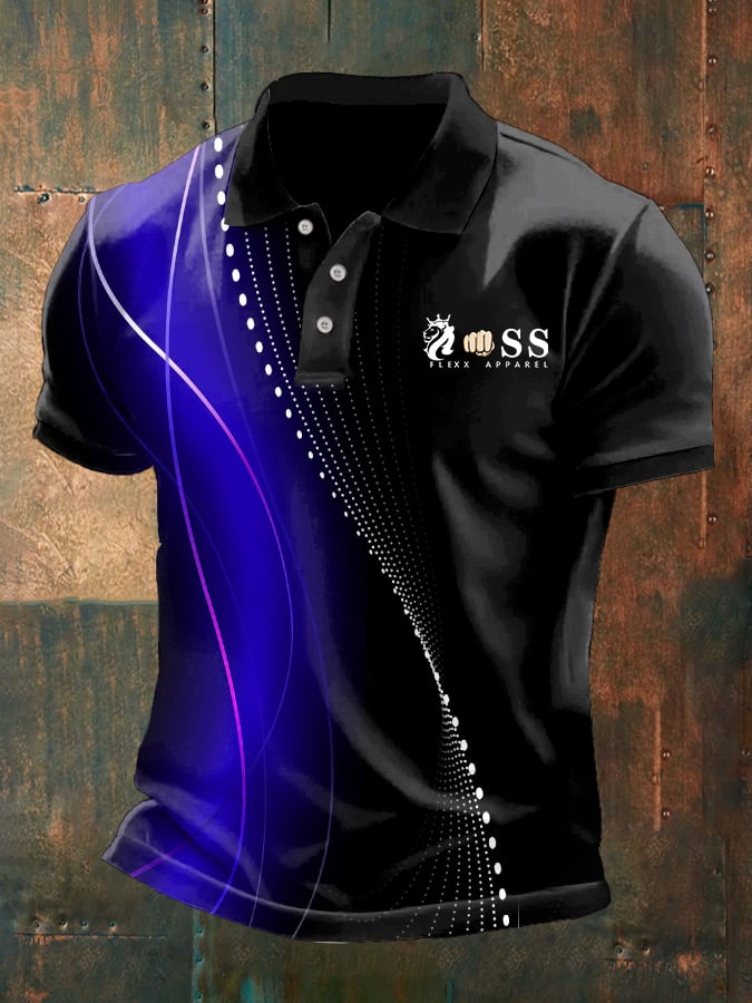 Casual ejecutivo Simple Contrast Color Line Polo para hombre