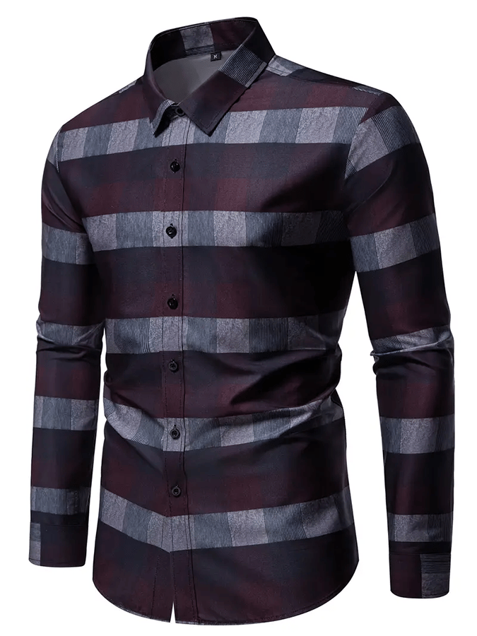 para hombre Plaid ejecutivo casual camisa
