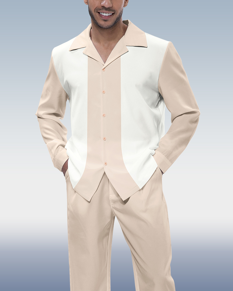 Suitmens casual en bloques de color de manga larga Walking Suit para hombre
