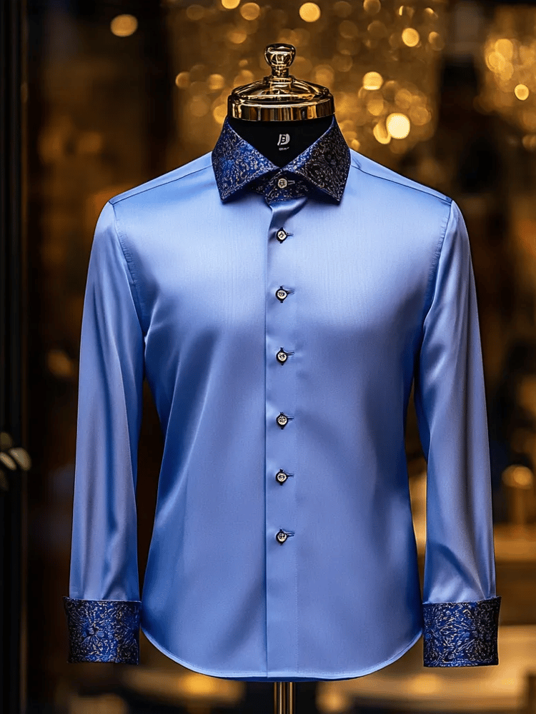 Camisa seda ejecutivo de lujo de manga larga para hombre