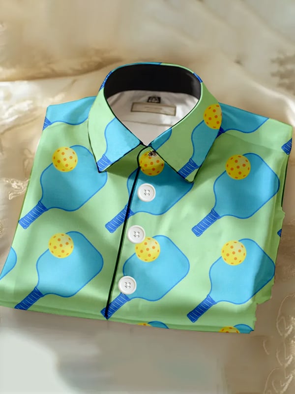Camisa casual Pickleball estampado de manga corta