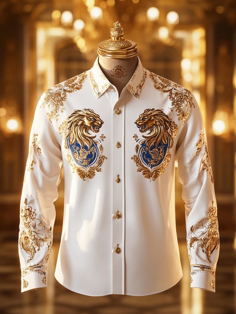 Camisa satén Luxe de manga larga con botones para hombre