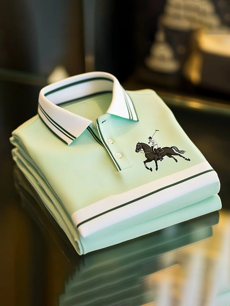 Camisa polo clásico ejecutivo Check Logo Button de manga corta para hombre