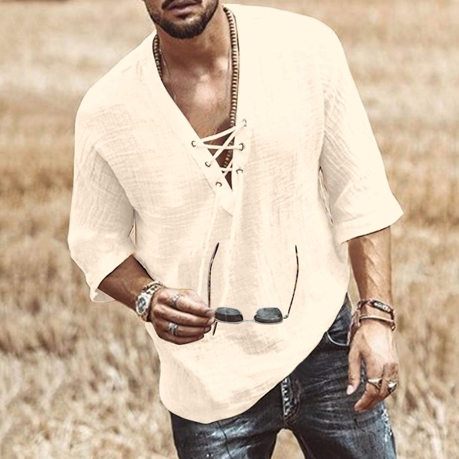 Camiseta casual de lino para hombre
