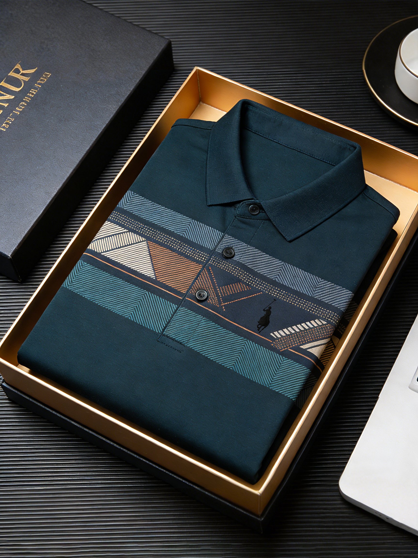 Camisa polo ejecutivo Style estampado de manga corta para hombre