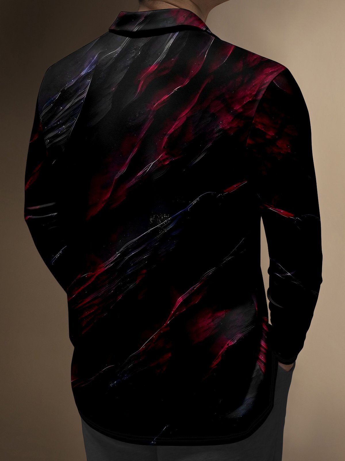 Camisa polo ejecutivo casual a rayas de manga larga para hombre