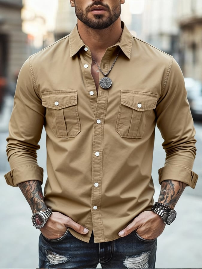 Vintage Double-Pockecamiseta para hombre
