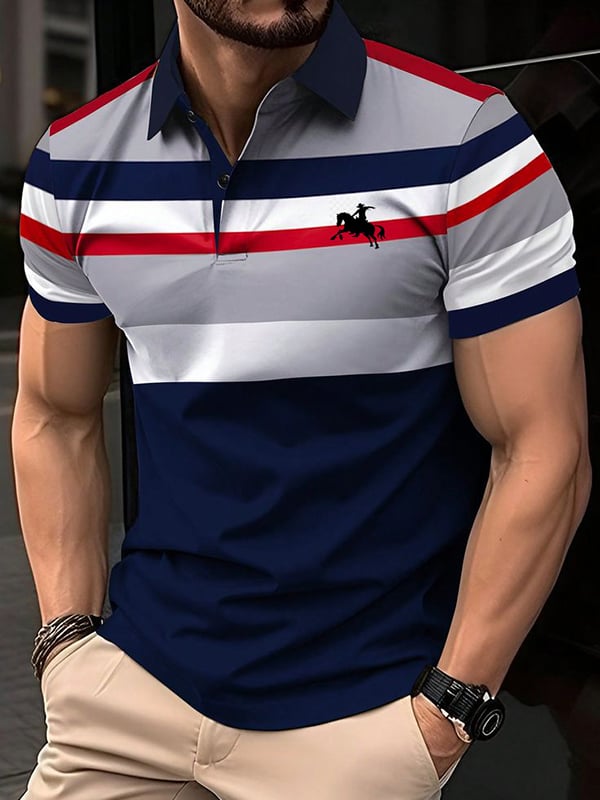Camisa polo ejecutivo Logo con botones de manga corta para hombre
