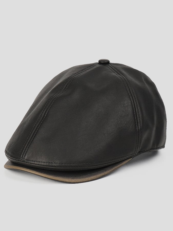 Retro British Pu Duck Tongue Cap para hombre