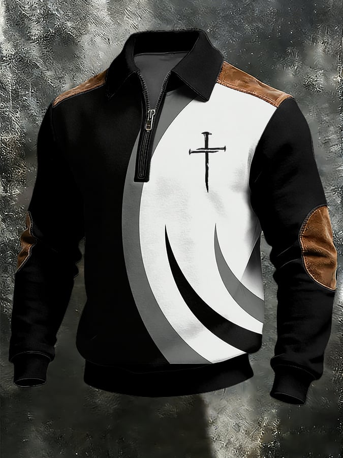 Sudadera vintage Faith Design estampado casual Zipper -Fast Shipping para hombre