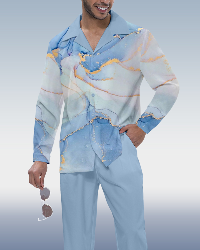 Camisa Gradient estampado de manga larga Walking Suit 467 para hombre