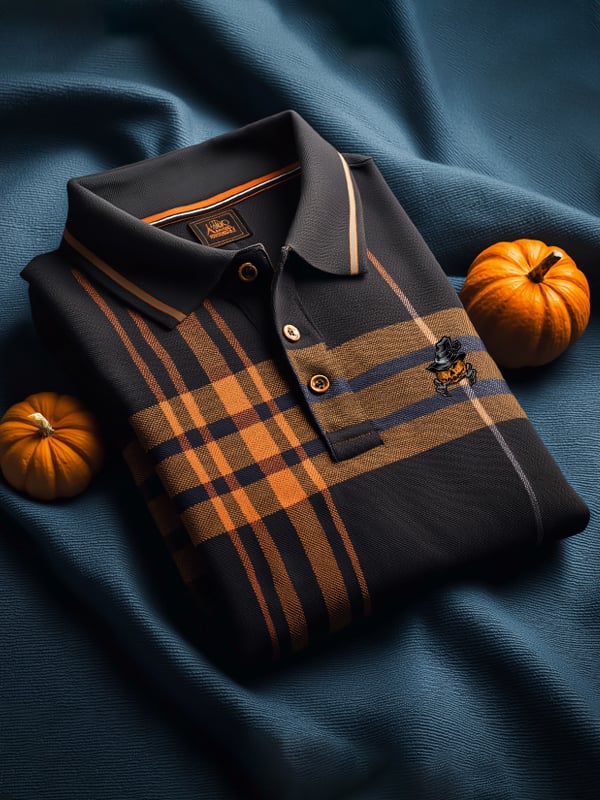 Camisa polo Halloween Check casual de manga corta para hombre