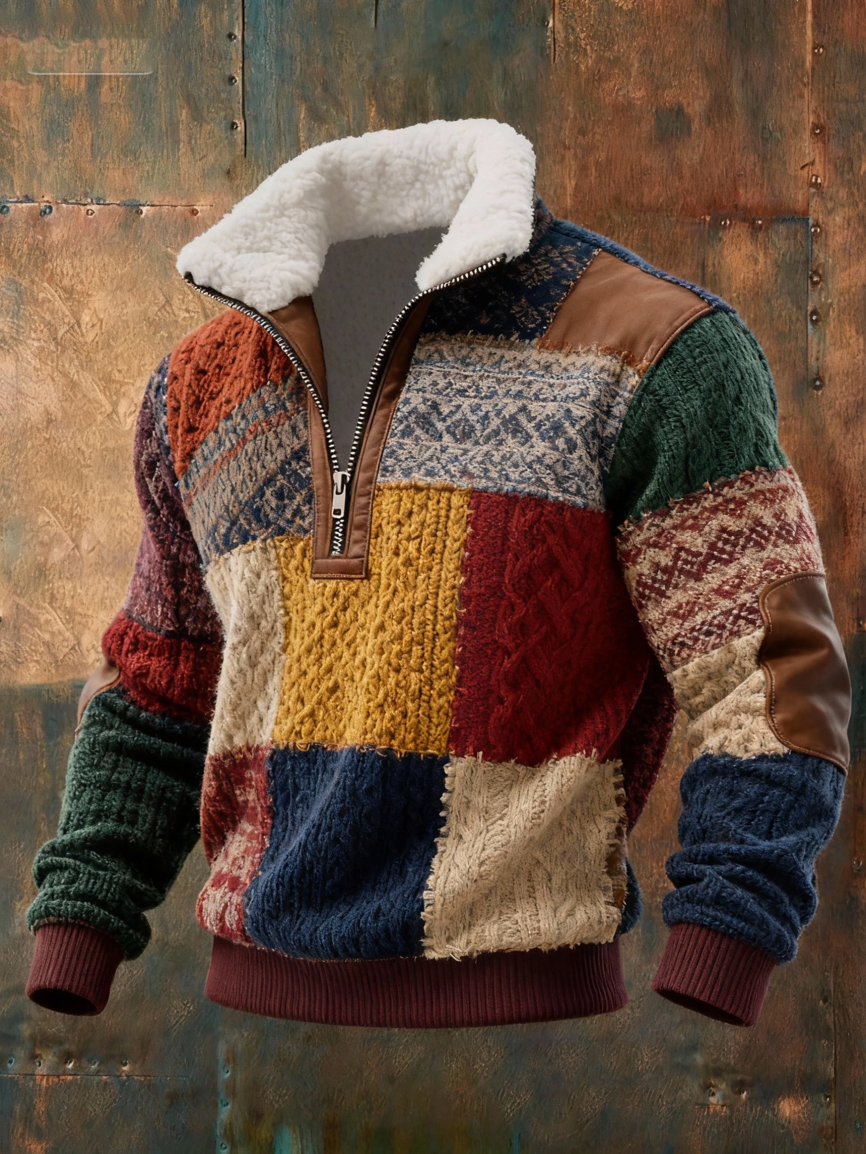 Sudadera geométrico estampado texturizado casual para hombre